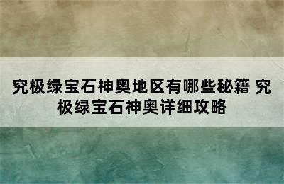 究极绿宝石神奥地区有哪些秘籍 究极绿宝石神奥详细攻略